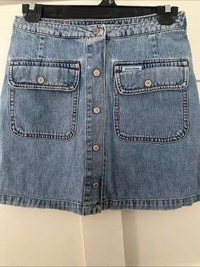 Guess Light Blue Denim Mini Skirt with Button-Front